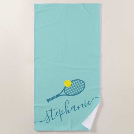 Personalisierter Tennis Coach Player Mit Monogramm Strandtuch (Vorderseite)