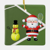 Personalisierter Tennis Snowman und der Weihnachts Keramikornament (Vorderseite)