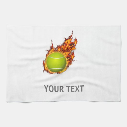 Personalisierter Tennisball auf dem Feuer Tennis T Küchentuch (Horizontal)
