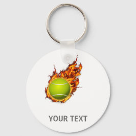 Personalisierter Tennisball auf dem Feuer Tennis T Schlüsselanhänger