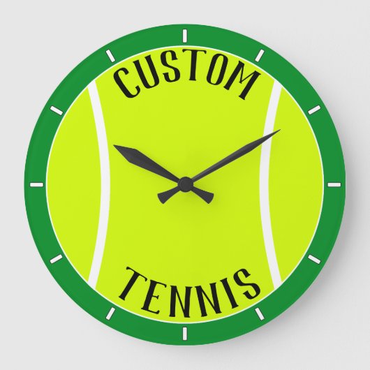 Personalisierter Tennisball-Text und Farbsäulenhal Große Wanduhr (Vorderseite)