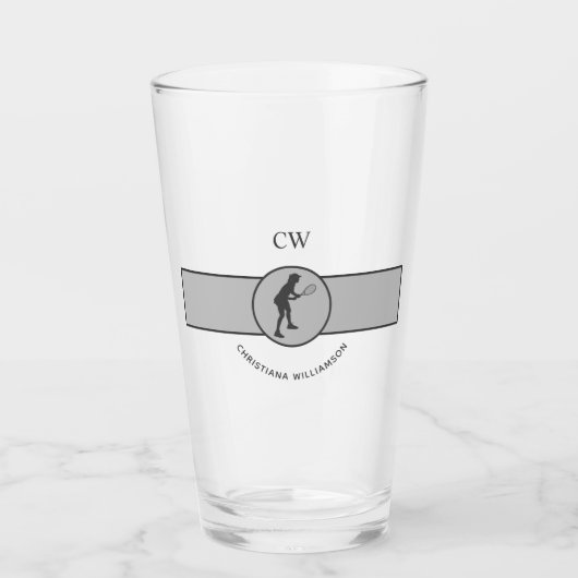 Personalisierter Tennisspieler Glas (Vorderseite)