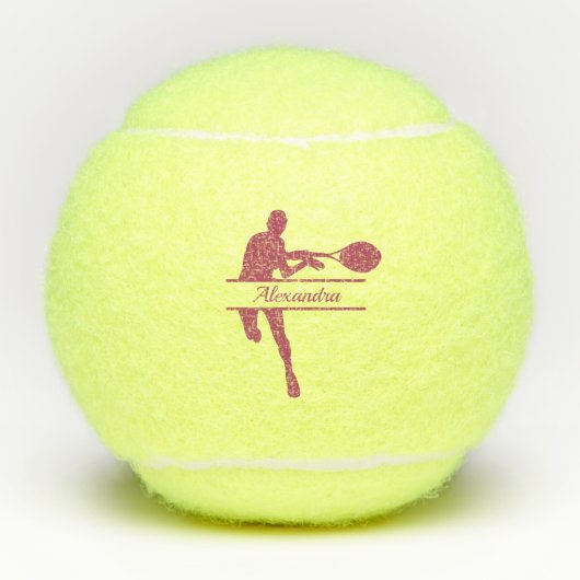Personalisierter Tennisspieler mit eigenem Pink-Na Tennisbälle (Vorderseite)