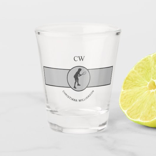 Personalisierter Tennisspieler Schnapsglas (Vorderseite)