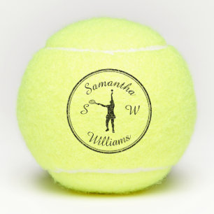 Personalisierter Tennisspieler Schwarze Silhouette Tennisbälle