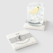 Personalisierter Tennisspieler Steinuntersetzer (Seitenansicht)