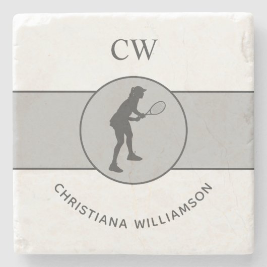 Personalisierter Tennisspieler Steinuntersetzer (Vorderseite)