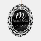 Personalisierter Termin für das Hochzeitsdatum der Keramik Ornament (Rechts)