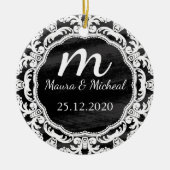 Personalisierter Termin für das Hochzeitsdatum der Keramik Ornament (Vorne)