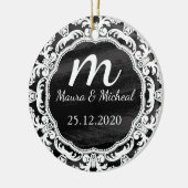 Personalisierter Termin für das Hochzeitsdatum der Keramik Ornament (Links)