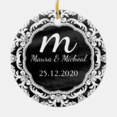 Personalisierter Termin für das Hochzeitsdatum der Keramik Ornament (Hinten)