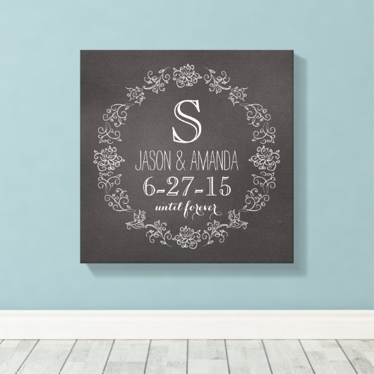 Personalisierter Termin für das Hochzeitsdatum der Leinwanddruck (Insitu (Holzboden))