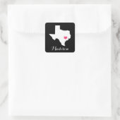 Personalisierter Texas Zuhause Staat Quadratischer Aufkleber (Tasche)