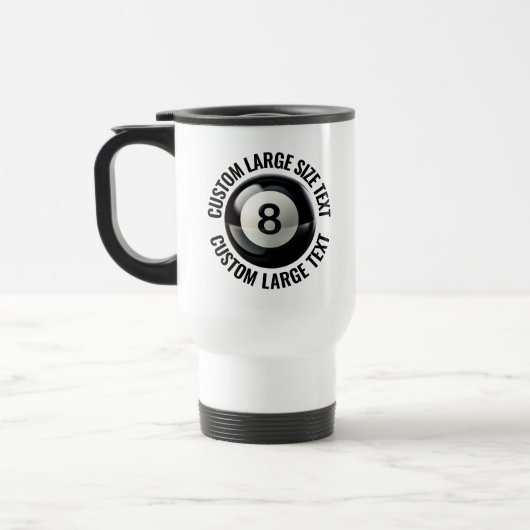 Personalisierter Text 15oz. Weißer Custom 8 Ball Reisebecher (Links)