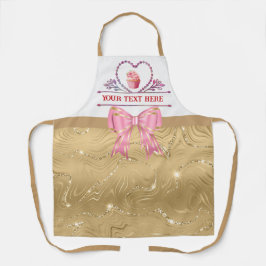 Personalisierter Text, Aquarellherz und Cupcake Schürze