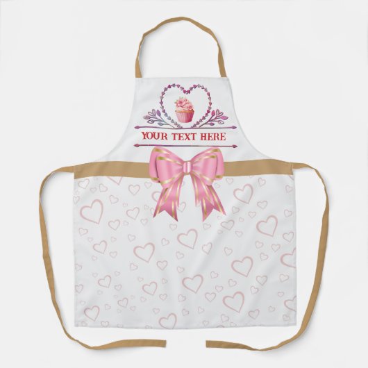 Personalisierter Text, Aquarellherz und Cupcake Schürze (Vorderseite)
