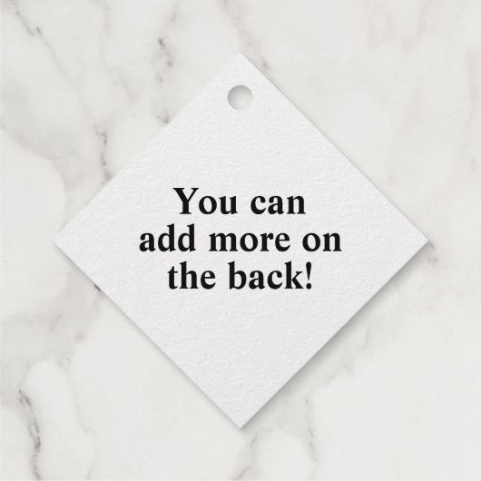 Personalisierter Text auf der Goldfolie Geschenkanhänger (Rückseite)