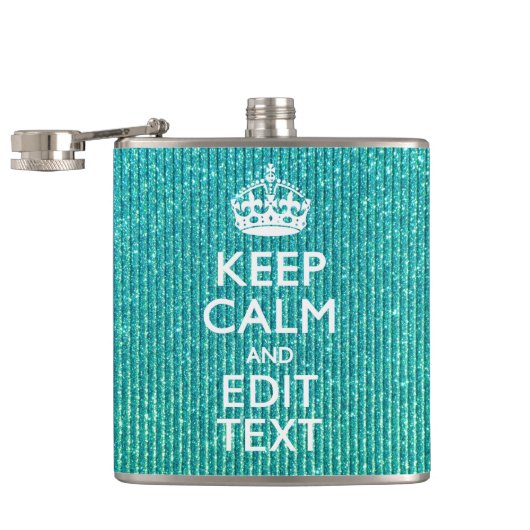 Personalisierter Text auf Türkis behalten Flachmann (Geöffnet)