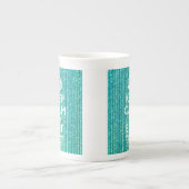 Personalisierter Text auf Türkis behalten Porzellantasse (Vorderseite)