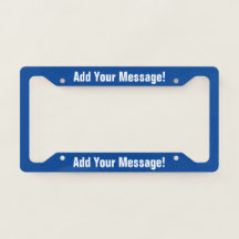 PERSONALISIERTER TEXT Blue License Plate Frame
