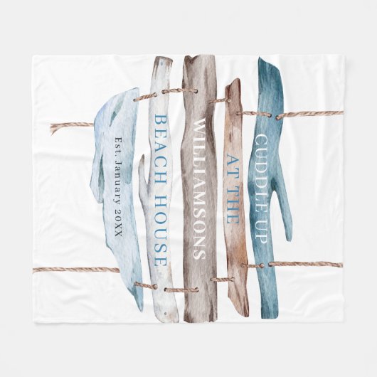 Personalisierter Text, Coastal Driftwood Beach The Fleecedecke (Vorderseite (Horizontal))