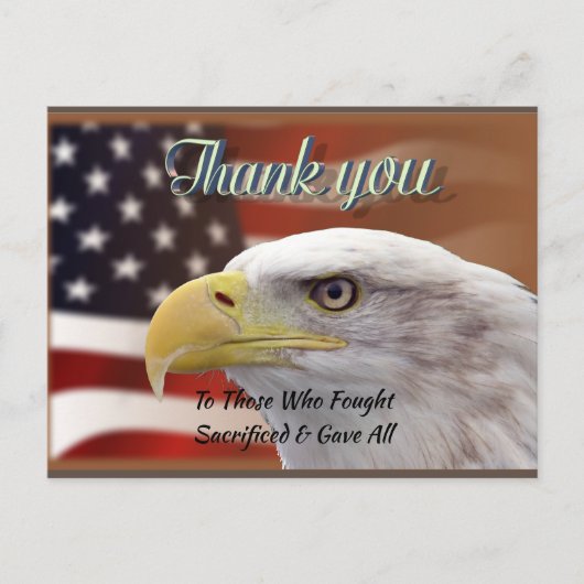 Personalisierter Text Danke Patriotic Template Postkarte (Vorderseite)