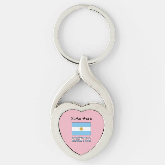 Personalisierter Text der argentinischen Flagge Schlüsselanhänger (Vorderseite)