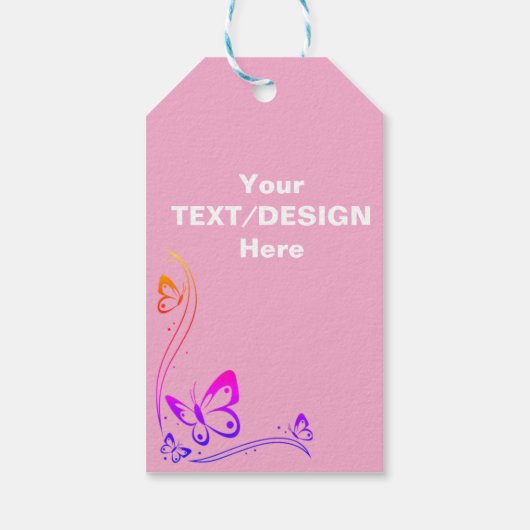 Personalisierter Text/ Design mit Schmetterling Geschenkanhänger (Rückseite)