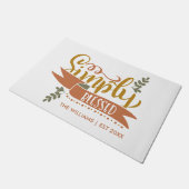 Personalisierter Text einfach gesegneter Erntedank Fußmatte (Schrägansicht)