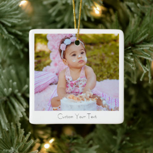 Personalisierter Text-Foto-Schmuck Rot Keramikornament
