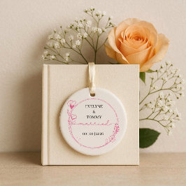 Personalisierter Text, Foto-Schriftzug verheiratet Keramik Ornament