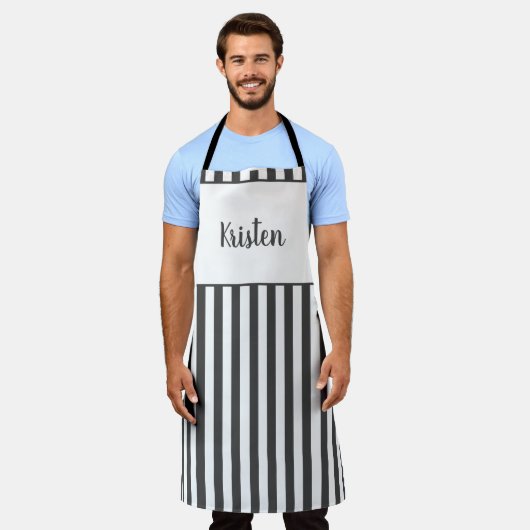 Personalisierter Text für Schwarz und Weiß Schürze (Getragen)