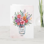 Personalisierter Text Happy Birthday Floral Bouque Karte (Rückseite)