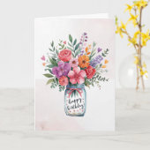 Personalisierter Text Happy Birthday Floral Bouque Karte (Gelbe Blume)