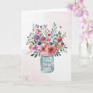 Personalisierter Text Happy Birthday Floral Bouque Karte