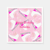Personalisierter Text Ice Skaten Pink Muster Niedl Serviette (Vorderseite)