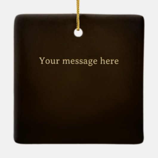 Personalisierter Text in antikem Gold mit einprägt Keramikornament (Rückseite)