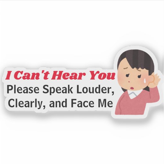 Personalisierter Text - Mädchen mit schwerem Gehör Aufkleber (Vorderseite)