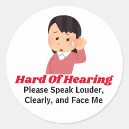 Personalisierter Text - Mädchen mit schwerem Gehör Runder Aufkleber