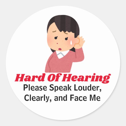Personalisierter Text - Mädchen mit schwerem Gehör Runder Aufkleber (Vorderseite)