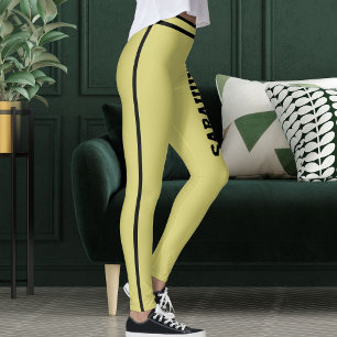 Personalisierter Text Name Olive Schwarz Streifen  Leggings