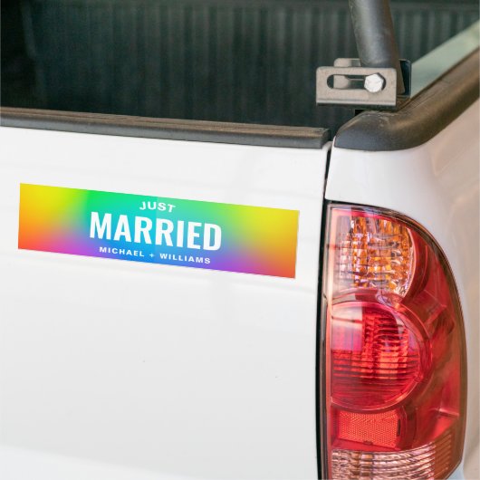 Personalisierter Text Nur verheiratet Regenbogen G Autoaufkleber (Auf Lkw)