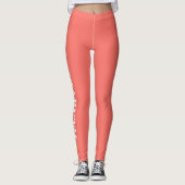 Personalisierter Text oder Name Korallenrosa Leggings (Vorderseite)