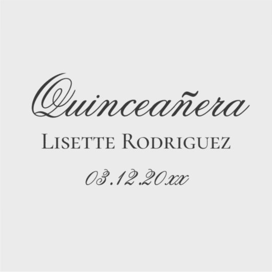 Personalisierter Text Quinceanera Aufkleber (Vorderseite)