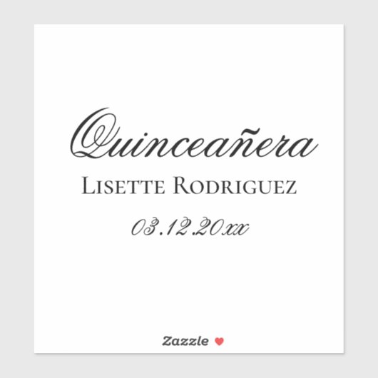 Personalisierter Text Quinceanera Aufkleber (Blatt)