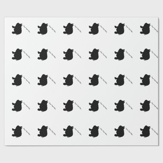 Personalisierter Text, schwarzes Minischwein Geschenkpapier (Flach)
