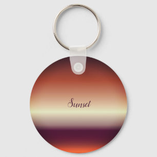 Personalisierter Text Sunset Lila Button-Schlüsse Schlüsselanhänger