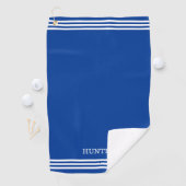 Personalisierter Text und drei Streifen auf Royal Golfhandtuch (Insitu)