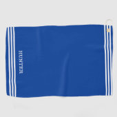 Personalisierter Text und drei Streifen auf Royal  Golfhandtuch (Horizontal)