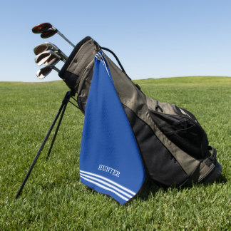 Personalisierter Text und drei Streifen auf Royal  Golfhandtuch